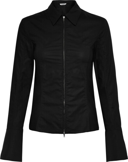 Weekday Long-Sleeved Fitted Zip Shirt - Black - 34