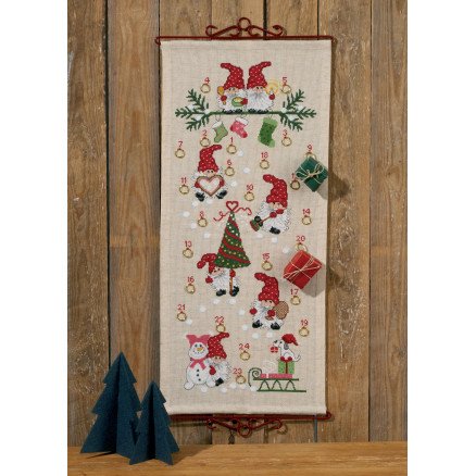 Permin Broderisett Aida Julekalender Julemoro 32x71cm