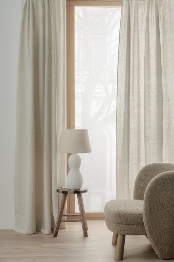 Ellos Home Gardin med multibånd Malva 2 pk i 100% lin Beige