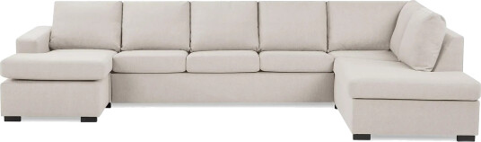 Crazy 5 seters Høyrevendt U formet X Large Sofa med Divan og Sjeselong i Stoff   Beige
