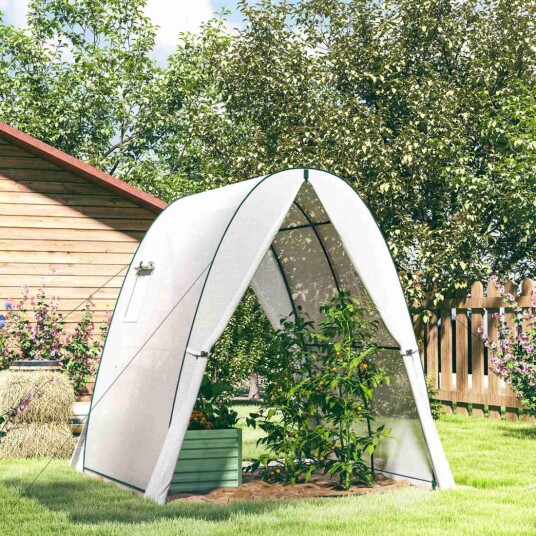 Drivhus med rulledør, 2 vinduer, vintertett drivhus i stålfolie, drivhus for balkong, hage, tomathus 180 x 180 x 200 cm, tomatdr Drivhus med rulledør, 2 vinduer, vintertett drivhus i stålfolie, drivhus for balkong, hage, tomathus 180 x 180 x 200 cm, tomatdr
