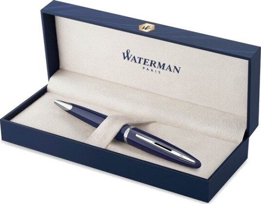 Waterman Carene Ballpoint Pen Blue Lacquer with Palladium trim Medium Tip Blue