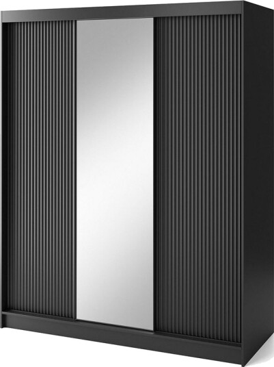 Prescco Garderobe med Speil 120x220 cm - Svart