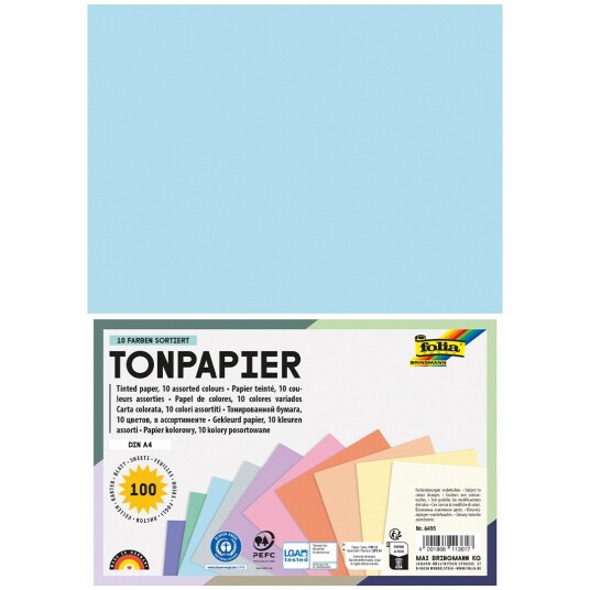 Folia Pastellfarget papir A4 100 Ark Folia Pastellfarget papir A4 100 Ark