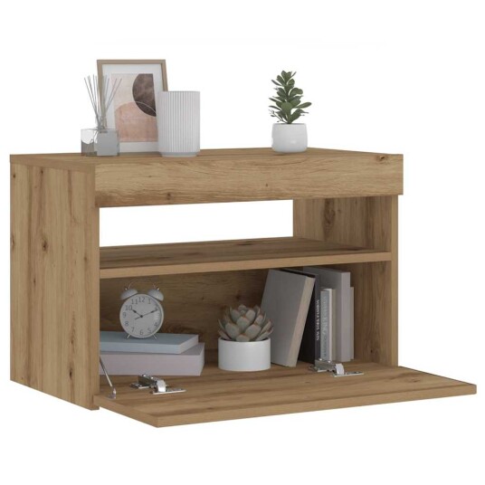  Nattbord med LED-lys artisan eik 60x35x40 cm konstruert tre 8721158760708
