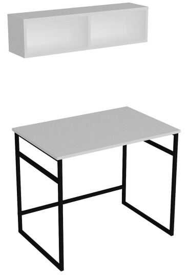 Skrivebord Buskahult 90 cm med Oppbevaring Vegghylle Hvit
