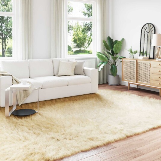 Faux Skinnmatte Tafalla Krem 200 x 280 cm Polyester