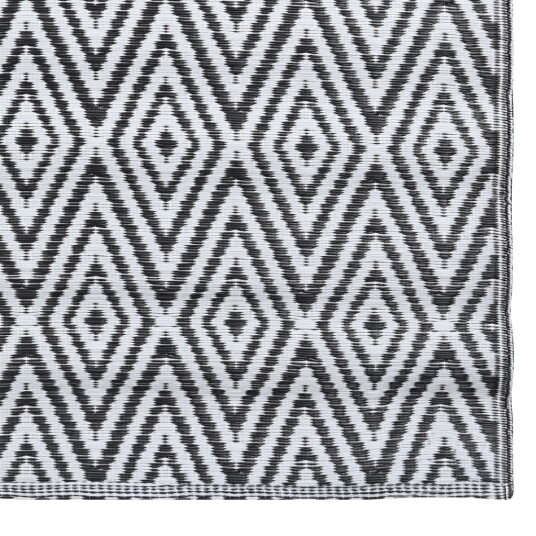 vidaXL Uteteppe hvit og svart 120x180 cm PP vidaXL Uteteppe hvit og svart 120x180 cm PP