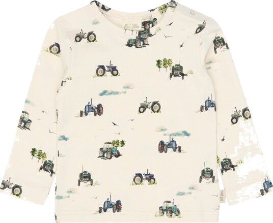 Petit Piao Genser - PPStar - Eggnoc Tractor AOP - Petit Piao - 2 år (92) - Genser Beige Hvit