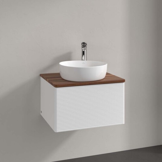 Villeroy & Boch Antao Servantskap med 1 skuff 60x50x36 cm u/lys Hvit Matt/Valnøtt Villeroy & Boch Antao Servantskap med 1 skuff 60x50x36 cm u/lys Hvit Matt/Valnøtt