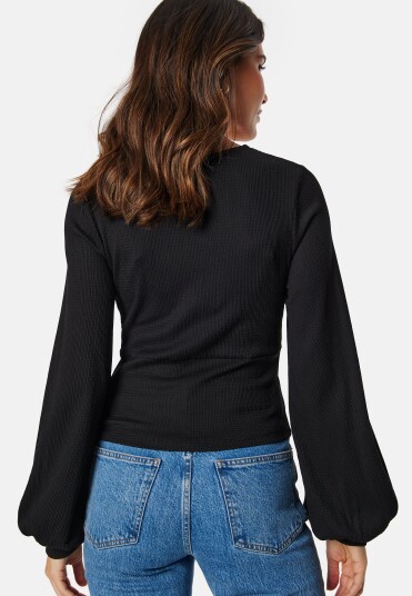 BUBBLEROOM V-neck Puff Sleeve L/S Top Black XS