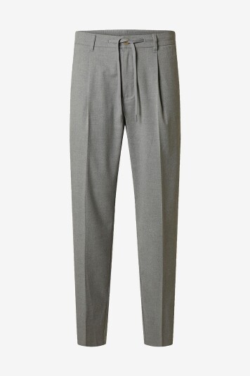 Selected Homme Bukser Slh190 reg Tapered Leroy Pleat Pant Grå