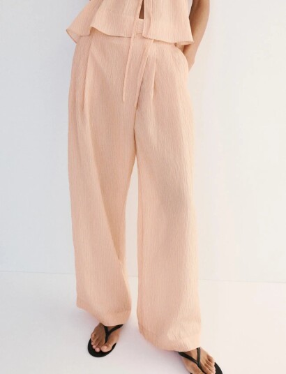 Mango Striped Lyocell Trousers Orange 40