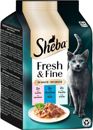 Sheba Våtfôr Fresh & Fine Laks Tunfisk Og Ørret I Saus 6 X 50 G