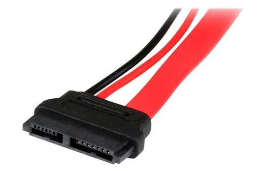 StarTech Slimline SATA til SATA Adapter med Strøm - Rød, 15 cm, SATA III StarTech Slimline SATA til SATA Adapter med Strøm - Rød, 15 cm, SATA III