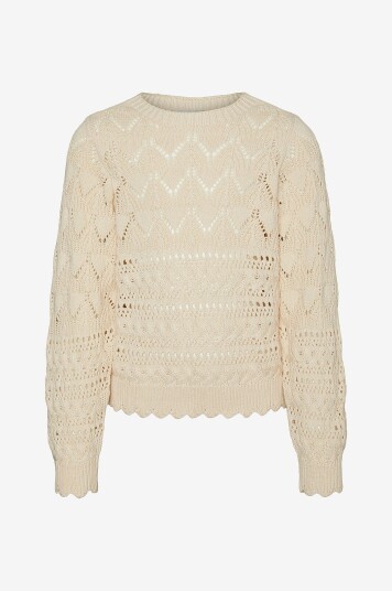 Vero Moda Girl Genser vmLua LS Boatneck Pullover Girl Beige