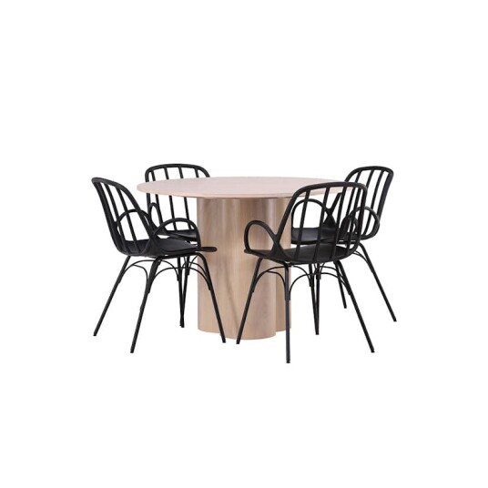 Venture Home Spisegruppe Venture Home Olivia Ø 110 cm med 4 Dyrön Stoler GR23067