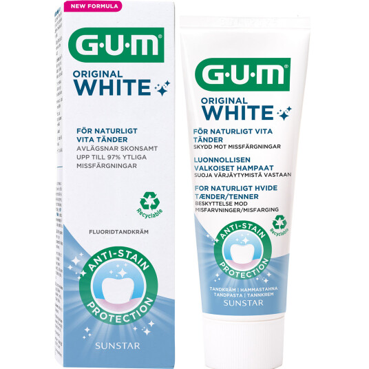 Whitening Tannpasta GUM Original White 75 ml. Whitening Tannpasta GUM Original White 75 ml.