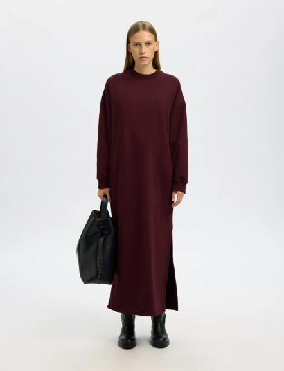 Selected Slfgia Ls Ankle Dress   Burgundy   S