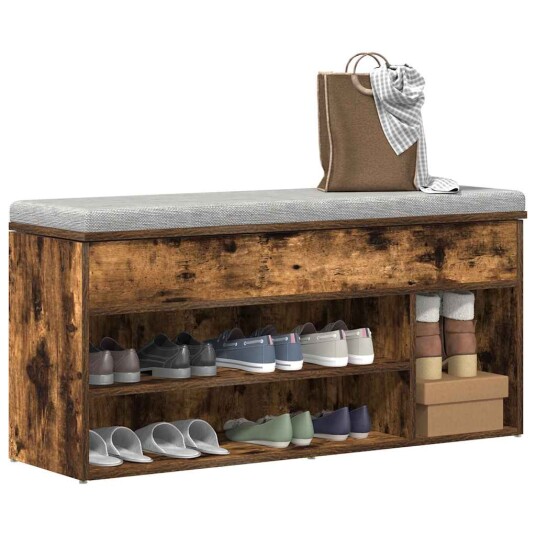 Skobenk røkt eik 102x30,5x45 cm konstruert tre 8721158717900 Skobenk røkt eik 102x30,5x45 cm konstruert tre 8721158717900