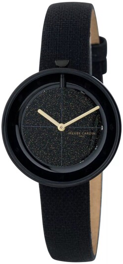 Pierre Cardin Dameklokke CMA.0011 Marais Sparkling Sort/Lær Ø32 mm