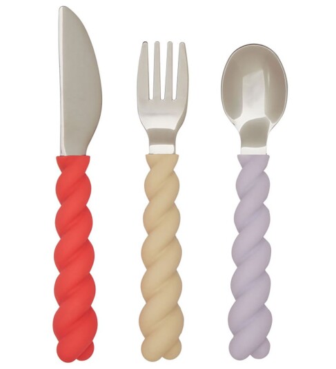 OYOY Mellow barnebestikk sett 3 deler Lavendel-Vanilla-CherryRed