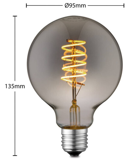Lucande LED-pære E27 G95 4 W 1 800 K dimbar røyk