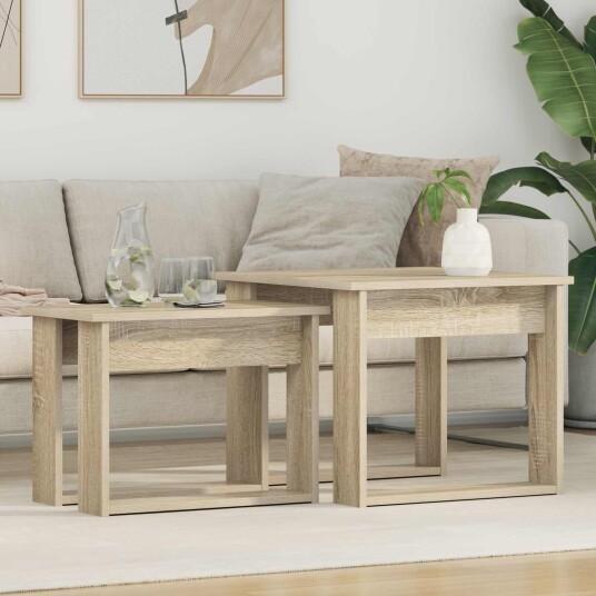  Kaffebord Sett 2 pcs Sonoma eik Konstruert tre