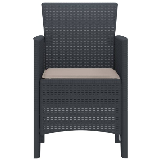  Hage Stoler med Puter 2 stk Antrasitt Poly Rattan