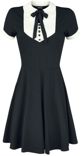 Jawbreaker Goth Kort kjole In A Mood Tie Neck Dress XS til 4XL Damer svart hvit Jawbreaker Goth Kort kjole In A Mood Tie Neck Dress XS til 4XL Damer svart hvit