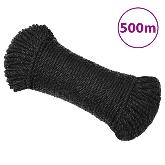  Arbeidstau svart 6 mm 500 m polypropylen
