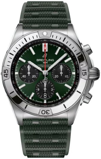 Breitling Herreklokke AB0134101L2S1 Chronomat B01 42 Grønn/Gummi