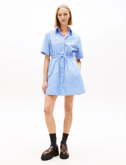 Tommy Jeans Tjw Mini Stripe Shirt Dress   Blue   XL