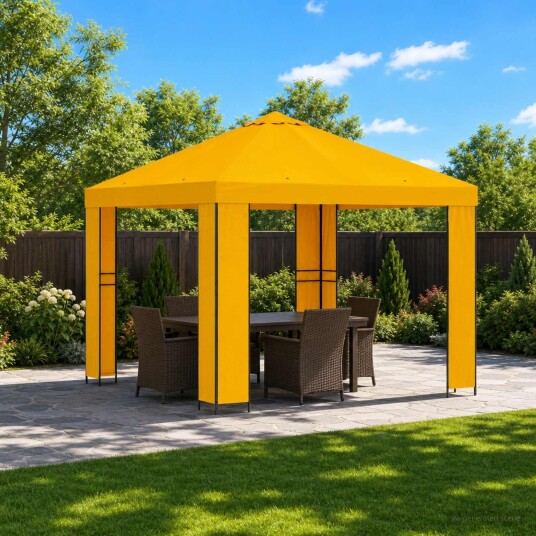 vidaXL Paviljong 3 x 3 m Gul Polyester og stål 190 gsm