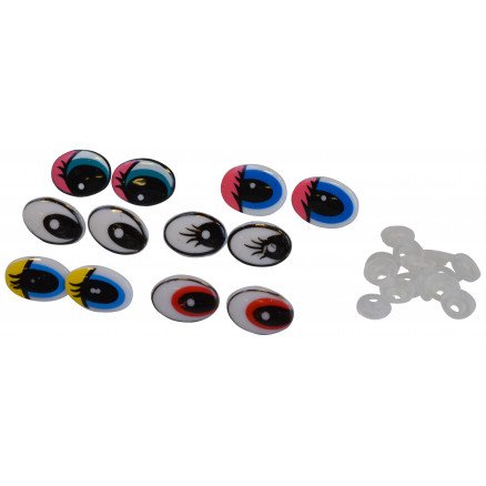 Infinity Hearts Sikkerhetsøyne med sminke Ass farger 21x17mm 6 sett