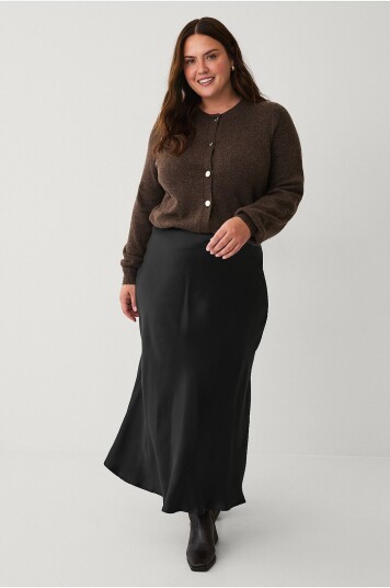 Zizzi Maxi skjørt caMinela Satin Svart