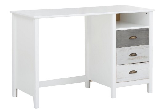 Skrivebord Ashmore 140 cm Hvit/Lysegrå/Mørkegrå