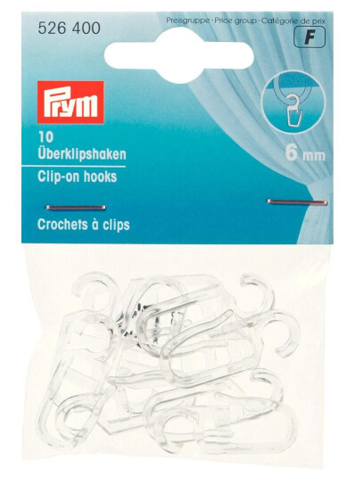 Gardinhekte 6 mm Clip-on