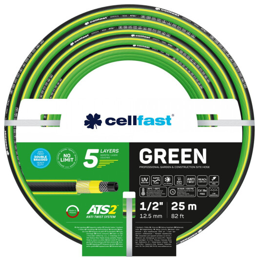 Cellfast Hageslange 1/2", 25 m - Gr??nn/Svart