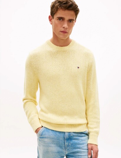 Tommy Hilfiger Two Tone Boucle Crew Neck Yellow S