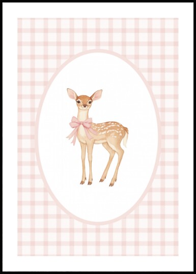 Cute Fawn Pink Bow Plakat / 30x40