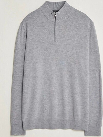 Charles Tyrwhitt Pure Merino Zip Neck Jumper Light Grey