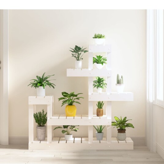vidaXL Plantestativ hvit 92x25x97 cm heltre furu vidaXL Plantestativ hvit 92x25x97 cm heltre furu
