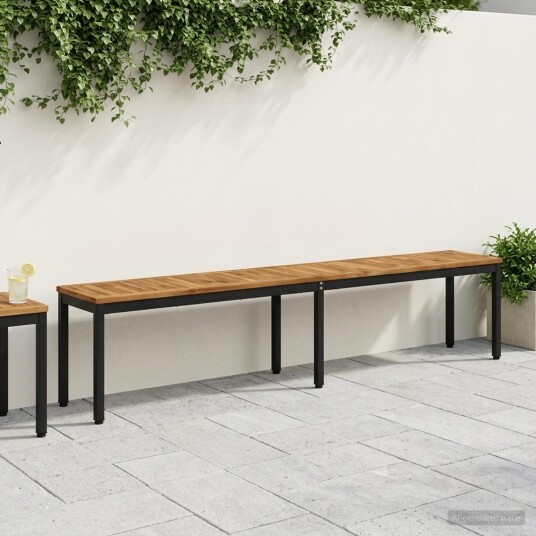 vidaXL Hagebenk 201 x 35 x 45 cm Solid akasietre Naturlig og svart