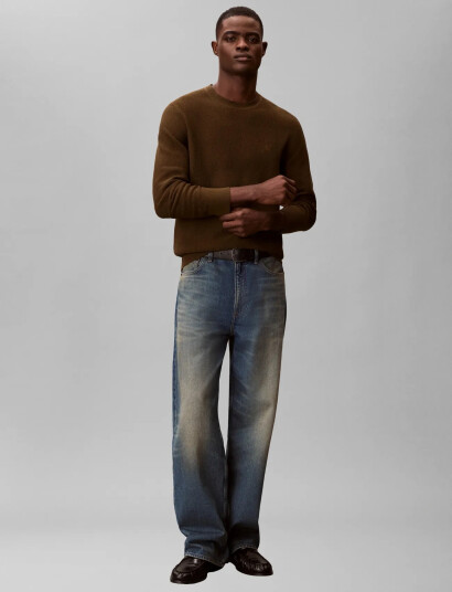 Calvin Klein Ls Textured Cotton Crewnk Sweate Khaki green S Calvin Klein Ls Textured Cotton Crewnk Sweate Khaki green S