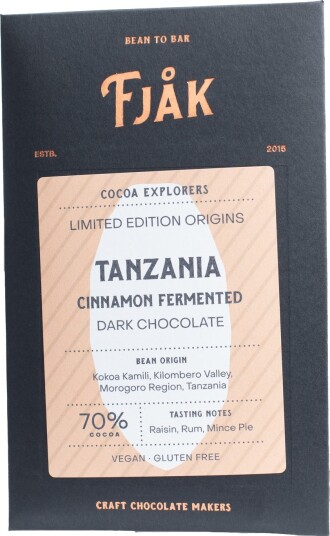 Fjåk Tanzania Cinnamon Fermented Dark Chocolate (70%) Fjåk Tanzania Cinnamon Fermented Dark Chocolate (70%)