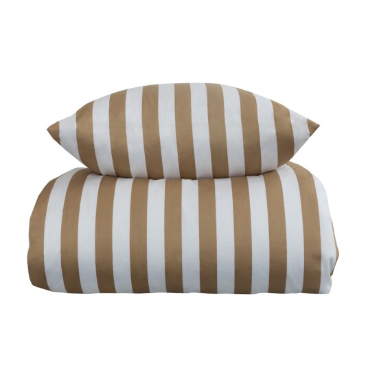 Borg Living Sengetøy - 200x200 cm - Nordic Stripe Sand - Sandfarget og Hvit - 100% bomullsateng