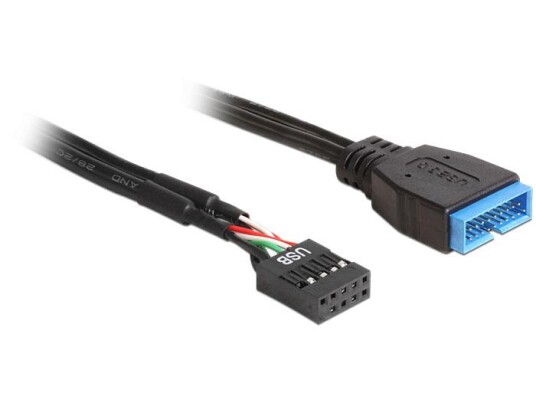 Delock USB internkabel 19 Pin Til 9 Pin 0.6m Delock USB internkabel 19 Pin Til 9 Pin 0.6m