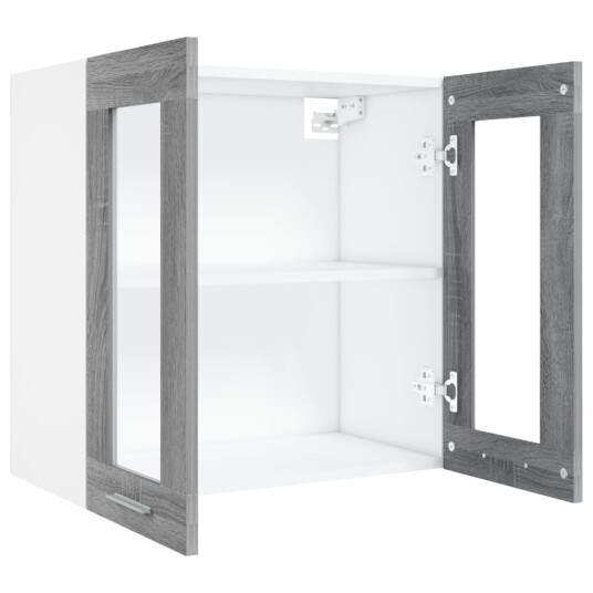 vidaXL Vegghengt glasskap gr? sonoma 60x31x60 cm konstruert tre