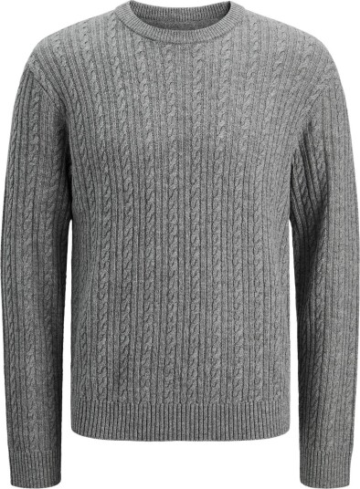 Jack & Jones Jprblulambswool Knit Cable Crew Neck MEDIUM GREY MELANGE M